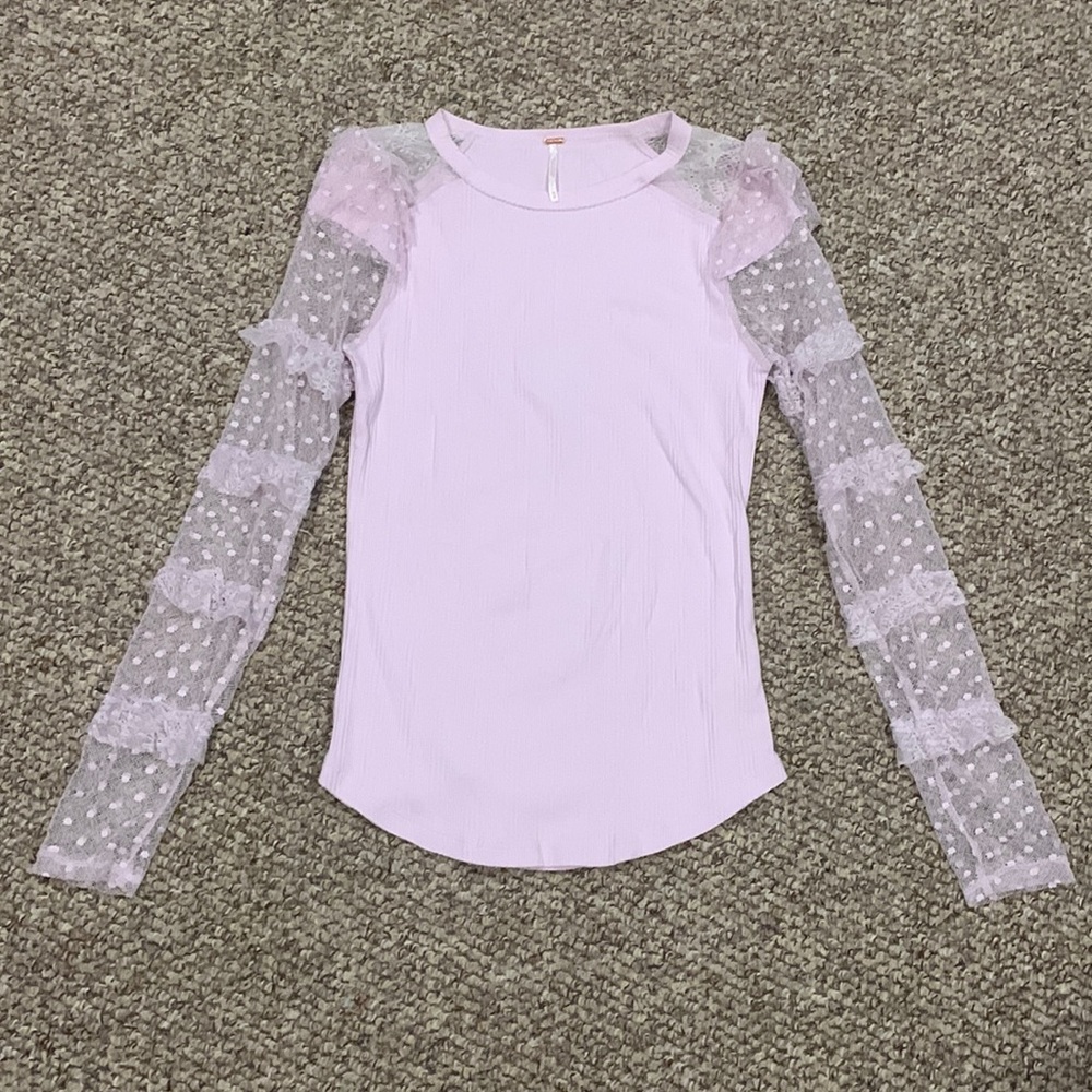 Free People Ruffle Lace Top - Picture 2 of 6